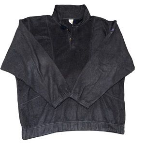 Vintage Nike 1/4 Button Pullover Sweater Jacket Gray Tag Black Fleece Large